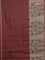 Chappa saree deep maroon and beige with allover small zari checked pattern and floral digital printed pallu