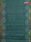 Chappa saree teal green and grey with allover small zari checked pattern and printed border