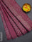 Chappa saree dark magenta pink with allover small zari checked pattern and floral digital printed pallu