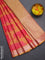 Bangalori semi silk saree dual shade of yellow and pink with allover elephant butta ikat weaves and zari woven border