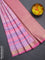 Bangalori semi silk saree light green and pink with allover ikat weaves and zari woven border