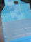 Bangalori semi silk saree teal blue and light blue with allover ikat weaves and zari woven border