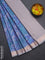 Bangalori semi silk saree pastel blue and pastel grey with allover ikat weaves and zari woven border