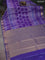 Bangalori semi silk saree mild lavender with allover elephant butta ikat weaves and zari woven border