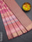 Bangalori semi silk saree peach orange with allover elephant butta ikat weaves and zari woven border