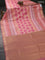Bangalori semi silk saree peach orange with allover elephant butta ikat weaves and zari woven border