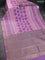 Bangalori semi silk saree light pink and purple with allover elephant butta ikat weaves and zari woven border