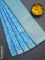 Bangalori semi silk saree light blue with allover ikat weaves and zari woven border