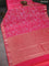 Bangalori semi silk saree pink with floral design ikat weaves and zari woven border