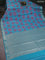 Bangalori semi silk saree teal blue with allover elephant ikat butta weaves and zari woven border