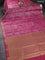 Bangalori semi silk saree pastel pink with allover ikat weaves and zari woven border
