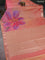 Bangalori semi silk saree dual shade of sandal and pink with allover ikat weaves and zari woven border