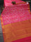 Bangalori semi silk saree pink with floral design ikat weaves and zari woven border