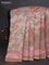 Banarasi semi raw silk saree peach shade with allover silver zari woven paithani weaves and woven border