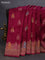 Banarasi semi raw silk saree wine shade with thread & zari woven buttas and woven border