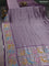 Banarasi semi raw silk saree violet with allover silver woven brocade weaves and floral design paithani border