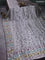 Banarasi semi raw silk saree coffee brown with allover silver zari woven floral weaves and floral design paithani border