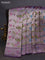 Banarasi semi raw silk saree violet with allover silver zari woven paithani weaves and silver zari woven border