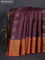 Banarasi tussar silk saree brown and orange with thread & zari woven buttas and woven border