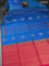 Ikat soft silk saree blue and pink with zari buttas & ikat weaes in borderless style
