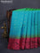 Ikat soft silk saree dual shade of teal bluish green and pink shade with allover zari woven buttas and ikat style border