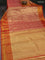 Kanchipuram tissue silk saree dual shade of golden red and red with allover zari woven brocade weaves and long rich zari woven border