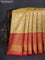 Kanchipuram tissue silk saree gold and red with allover zari woven floral brocade weaves and long rich zari woven border