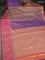 Kanchipuram tissue silk saree dual shade of golden violet and pink with allover zari woven floral brocade weaves and long rich zari woven minakari border