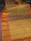 Kanchipuram tissue silk saree golden brown and pink with allover zari woven floral brocade weaves and long rich zari woven border