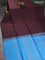 Kanchipuram soft silk saree wine shade and cs blue with allover zari woven brocade weaves in borderless style