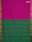 10 yards Poly cotton saree magenta pink and green with plain body and zari woven border