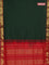 10 yards Poly cotton saree sap green and red with plain body and zari woven border