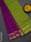 10 yards Poly cotton saree purple and light green with plain body and rettapet zari woven border