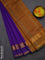 10 yards Poly cotton saree violet and dark mustard with plain body and rettapet zari woven border