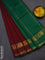 10 yards Poly cotton saree maroon and green with plain body and rettapet zari woven border