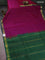 10 yards silk cotton saree dark magenta pink and green with plain body and zari woven border