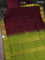 10 yards silk cotton saree deep maroon and mehendi green with zari woven buttas and zari woven border