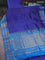 10 yards silk cotton saree blue and cs blue with allover small zari checks and zari woven border
