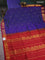 10 yards silk cotton saree dual shade of blue and red with allover vairaosi pattern & zari buttas and zari woven border