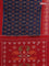 Ikat cotton saree peacock blue and red with allover ikat weaves and simple border