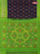 Ikat cotton saree navy blue and light green with allover ikat butta weaves and long ikat style border