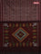 Ikat cotton saree maroon grey with allover ikat weaves and ikat style border