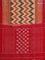 Ikat cotton saree multi colour and red rust shade with allover zig zag weaves and simple border