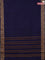 10 Yards chettinad cotton saree navy blue and sandal with plain body and thread woven border