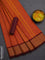 10 Yards chettinad cotton saree dual shade of orange and dual shade of maroon with plain body and thread woven border