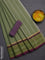 10 Yards chettinad cotton saree pastel green shade and purple with plain body and thread woven border