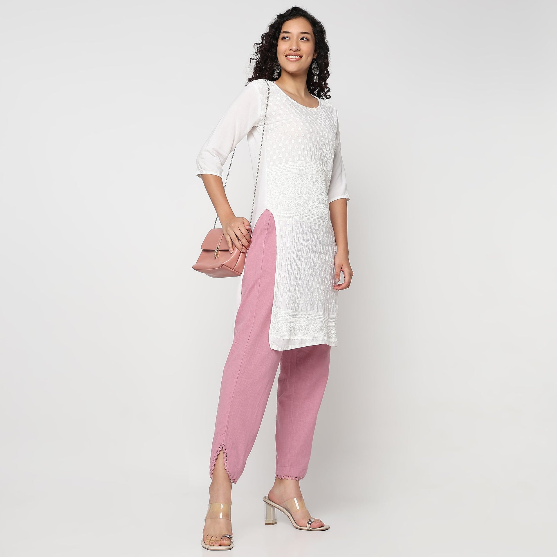 Ankle Length Straight Fit Knitted Ethnic Pants