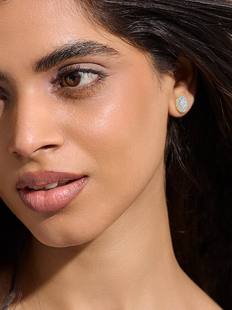 Oval Double Halo Lab Diamond Stud Earrings
