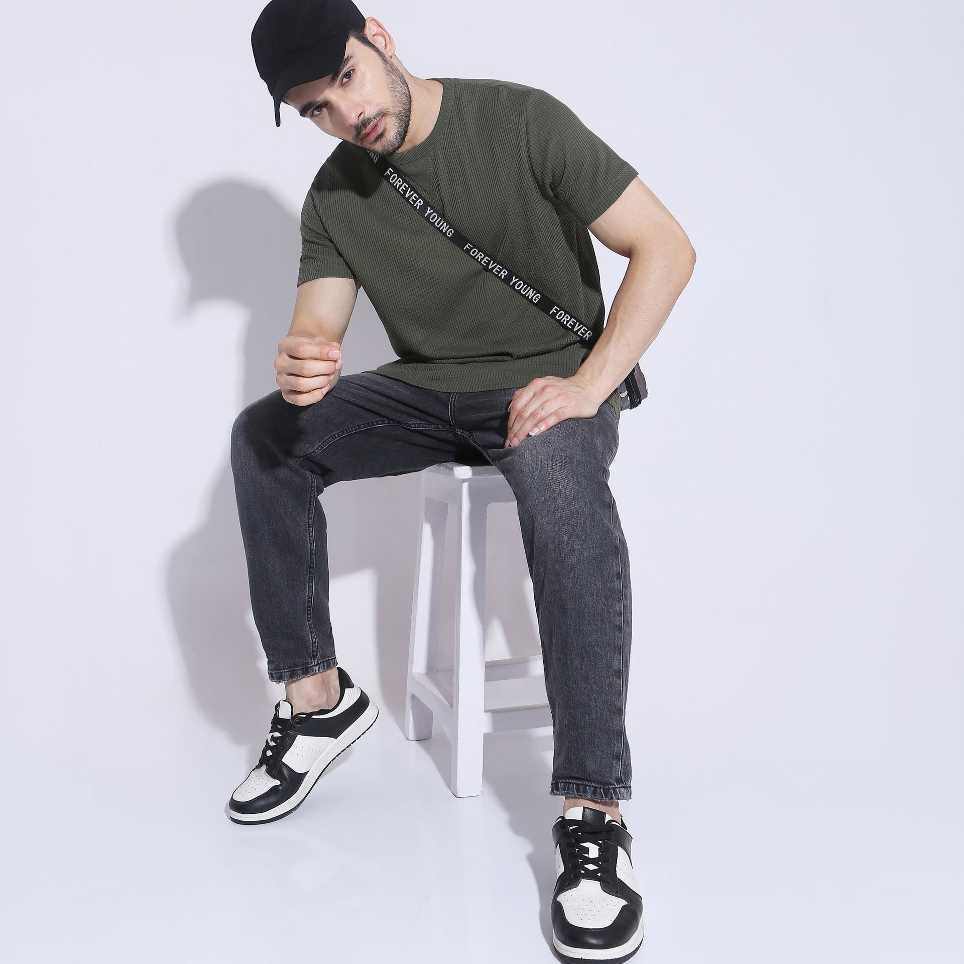 Camper Crew Neck Structured Full Sleeve T-Shirt