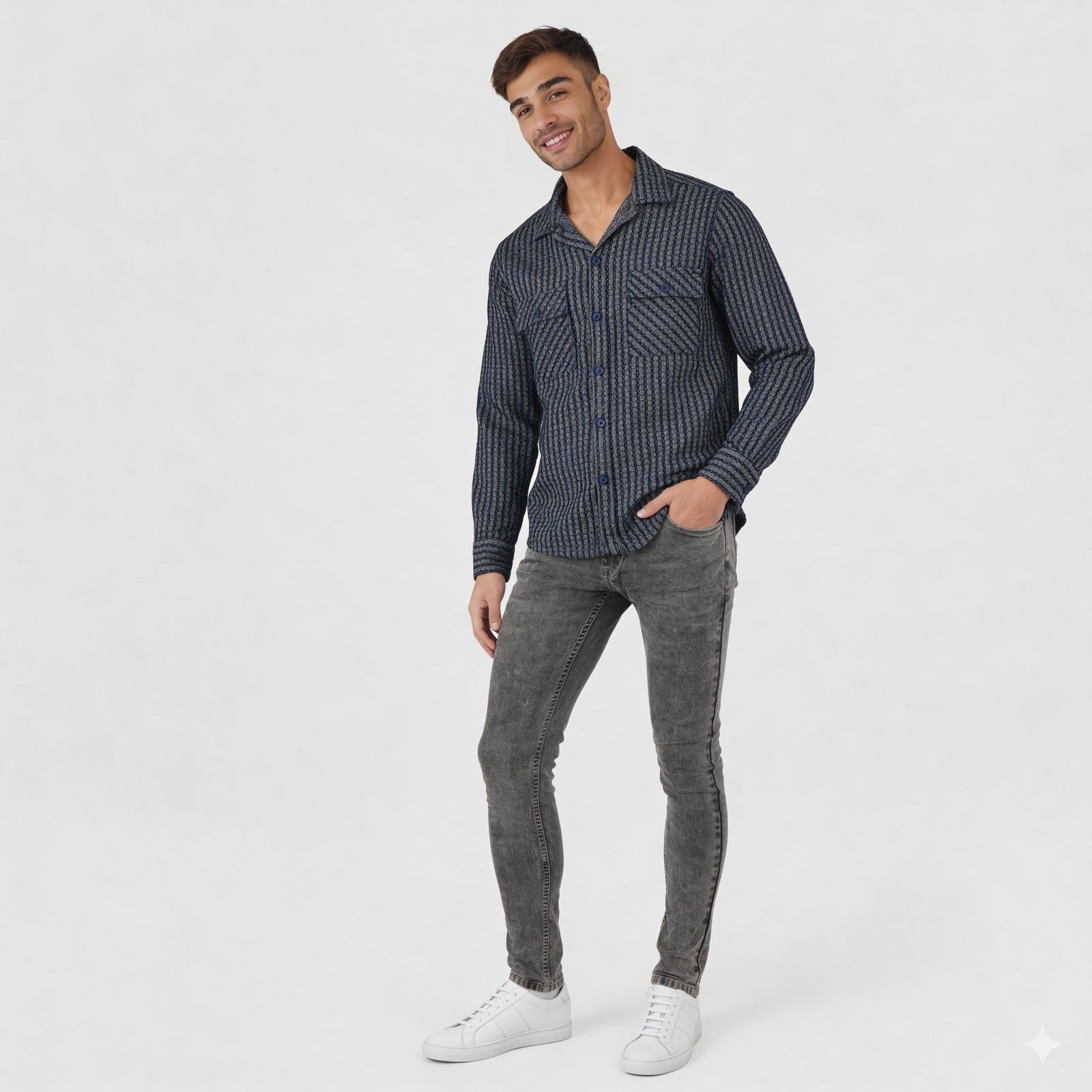 Cotton Striped Oversize  Shacket